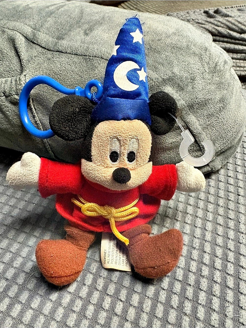 Authentic Disney Parks Sorcerer Mickey Mouse Plush Clip Keychain